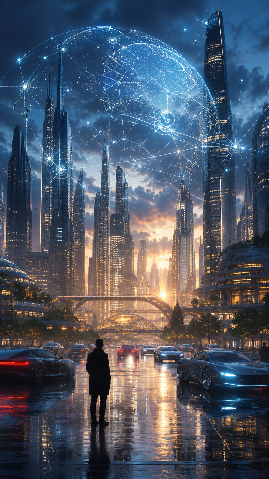 A luminous near-future city
