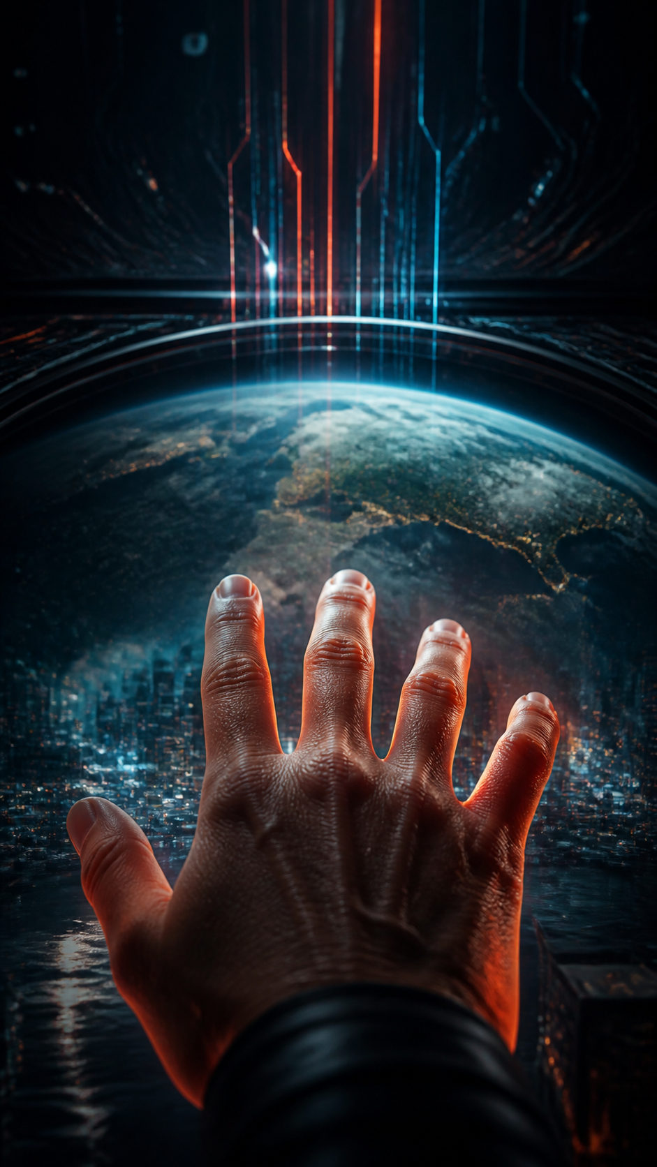 A hand pausing before a crucial decision