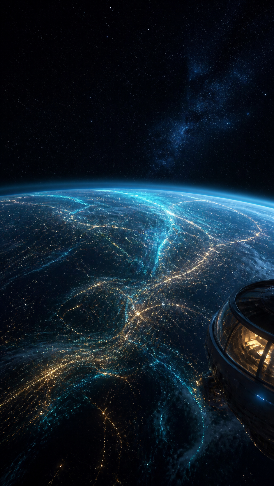 Earth and stars seen from space