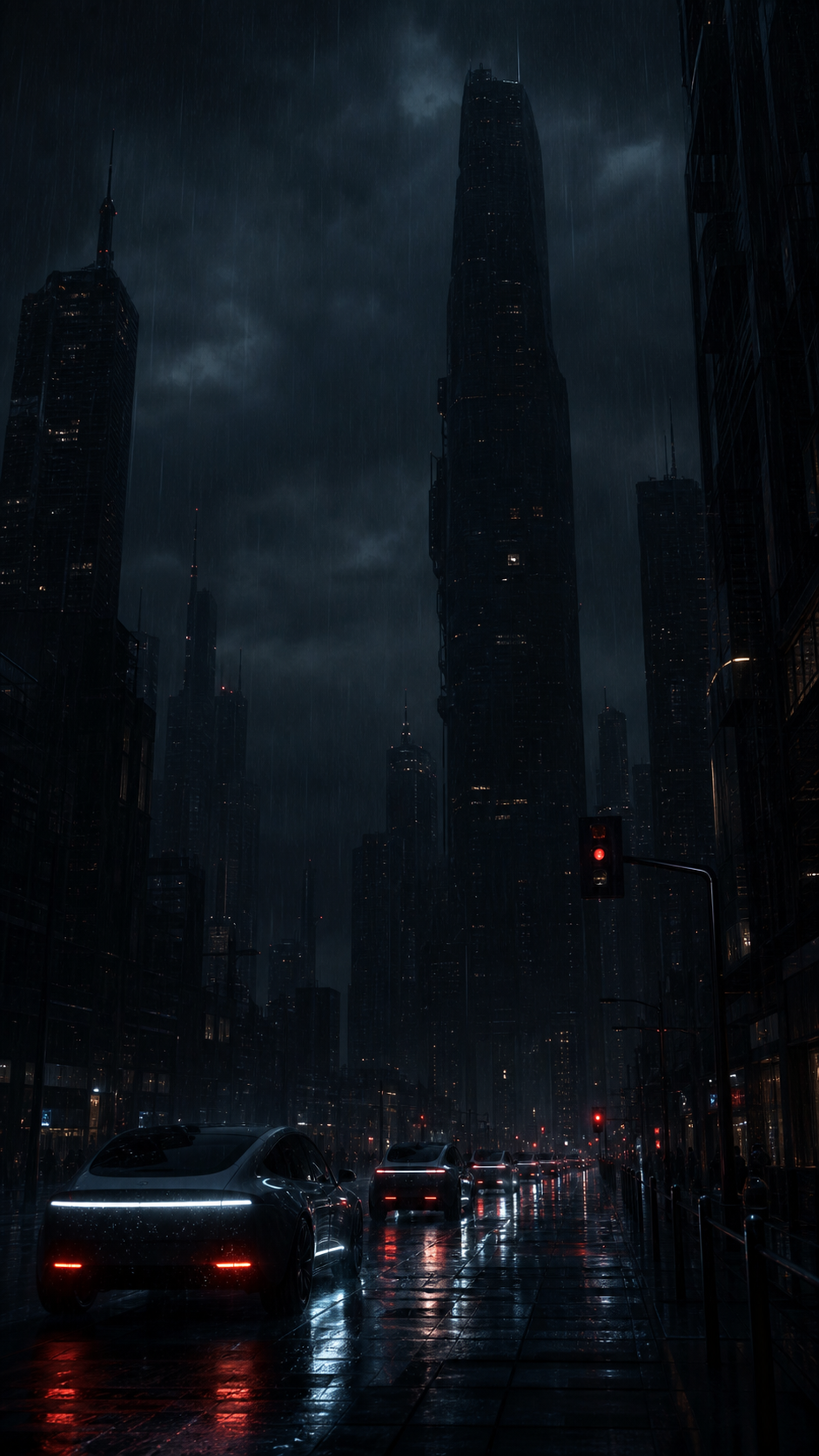 停電した未来都市の夜景